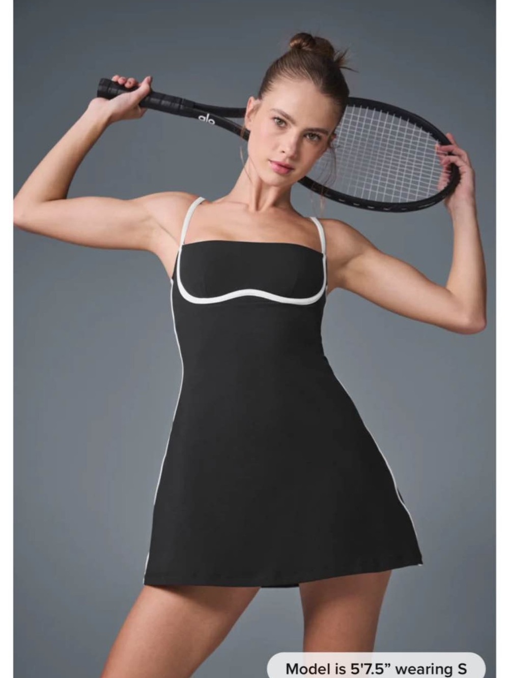 ALO Yoga Black Mini Dress with White Piping